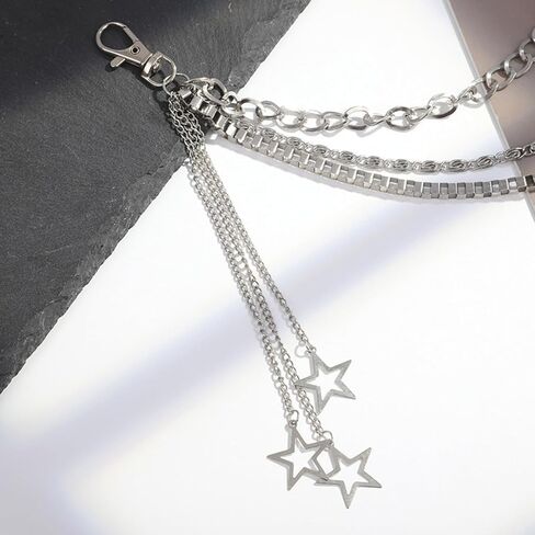 Waist Chains for Women Hip Hop Pants Chain with Keychains Emo Goth Accessories Body Jewelry for Men and Women (Silver) in Kuwait