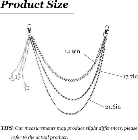 Waist Chains for Women Hip Hop Pants Chain with Keychains Emo Goth Accessories Body Jewelry for Men and Women (Silver) in Kuwait