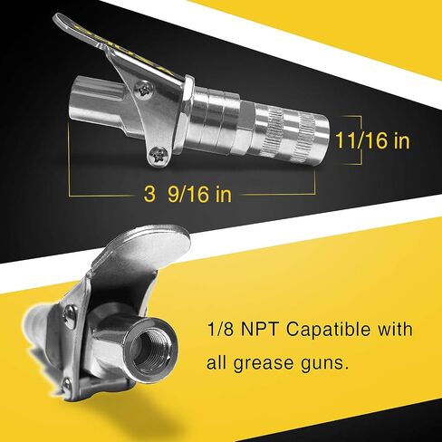 AZUNO G8 Grease Gun Coupler XL, Grease Gun Tips Quick Lock and Release, Compatible with All Grease Guns-1/8 NPT Grease Gun. Fits All SAE and Metric Zerk Fittings (XL) in Saudi Arabia