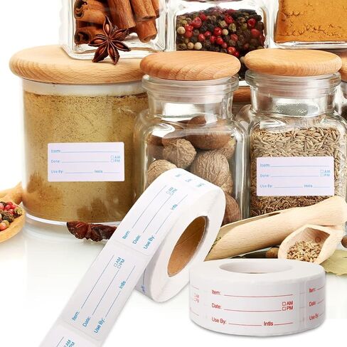 800pcs ملصقات فريزر قابلة للإزالة ، 1 × 3 بوصة الملصقات الغذائية لحاويات الطعام ملصقات تاريخ الطعام علامات تخزين الطعام سهلة التنظيف لا بقايا in Kuwait