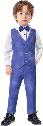 Nwada Boys Suit Set Formal Dress Shirt with Bow Tie, Slim Vest and Pants Toddler Boy Clothes Suits in Saudi Arabia