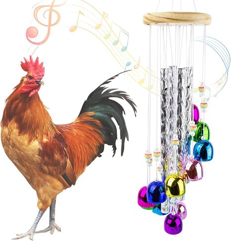Chicken Toys for Coop, Chicken Wind Chime Enrichment Toys, Hanging Chick Peck Toy with Colorful Bells, Chicken Musical Coop Accessories, Coop Toys for Hens Chicks Poultry Birds Parrots in Kuwait