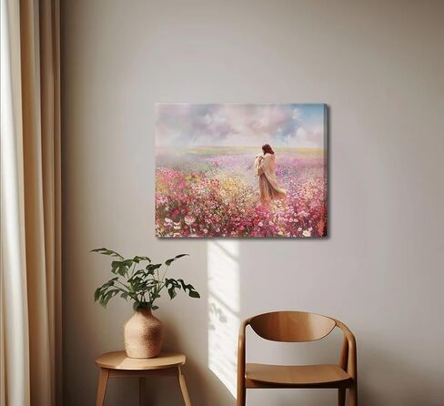 Jesus and Lamb Canvas Wall Art The Lost Lamb Christian Painting Picture Wall Decor God Religious Belief Poster Print Artwork for Church Bedroom Living Room Home Decoration,16x12in Canvas in Saudi Arabia
