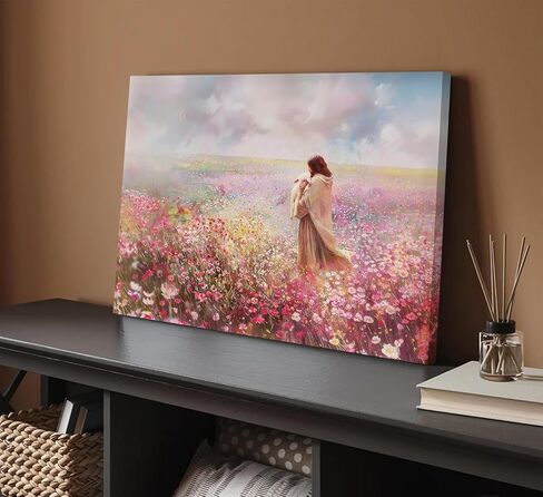 Jesus and Lamb Canvas Wall Art The Lost Lamb Christian Painting Picture Wall Decor God Religious Belief Poster Print Artwork for Church Bedroom Living Room Home Decoration,16x12in Canvas in Saudi Arabia