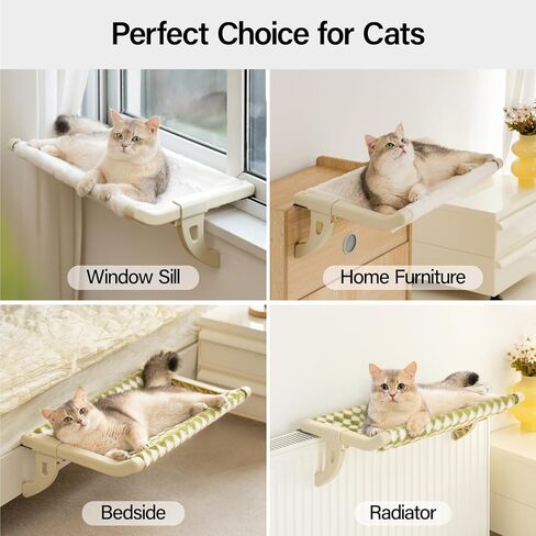 Mewoofun Cat Window عتبة العتبة للقطط الداخلية ، خطوة واحدة من خطوة انزلاق فتحة فتحة القطط أرجوحة مع أغطية قابلة للإزالة ، سرير القط للنوافذ والسرير (الأخضر ، كبير) in Kuwait