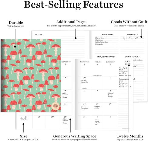 TF Publishing July 2025 - June 2026 Peaks and Valleys Medium Monthly Planner - 12 شهرًا مخططًا أكاديميًا 2025-2026 مع فروق من صفحتين وشبكات تقويم شهرية ومطالبات تخطيط - 6.5 في × 8 في in Kuwait