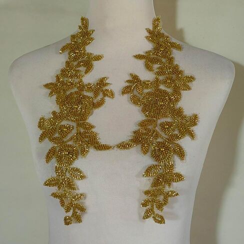 Three-Dimensional Bead lace Decal Fabric Decal, DIY Decal for WeddingDresses/Gowns/Headdresses (Black) in Kuwait