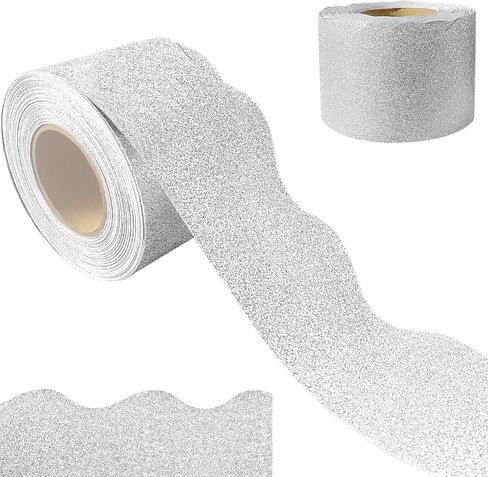 65 Feet Red Glitter Bulletin Board Borders Gold Scalloped Border Trims Bulletin Shiny Board Border Decorative Self-Adhesive Bulletin Stickers for Classroom School Home Office in Saudi Arabia