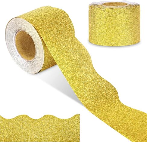 65 Feet Red Glitter Bulletin Board Borders Gold Scalloped Border Trims Bulletin Shiny Board Border Decorative Self-Adhesive Bulletin Stickers for Classroom School Home Office in Saudi Arabia