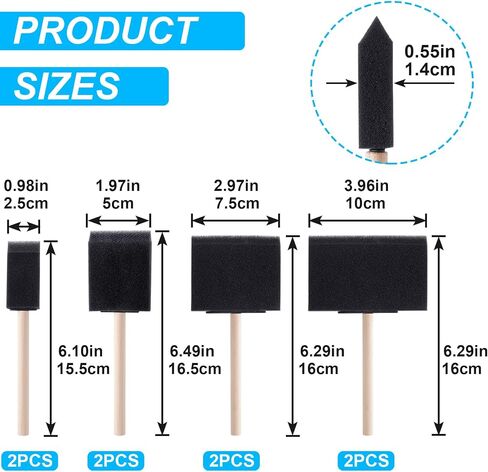 10 PCS 1INCH FOAM PASHERES BRESS WOOD HANDGE WOOD SPONGE PRESSL in Kuwait