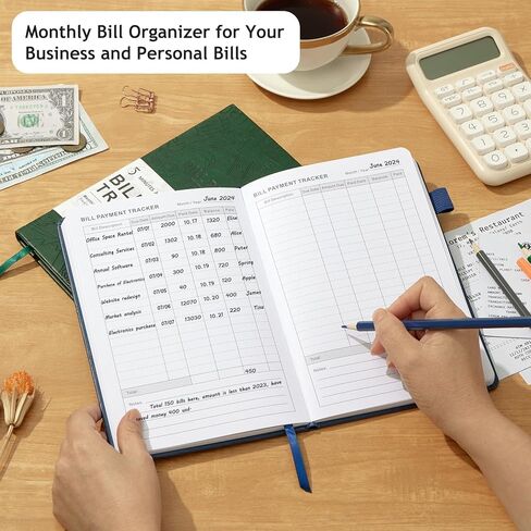 Bill Tracker Notebook - Monthly Bill Organizer & Planner for Personal Budgeting Financial, Payments Checklist Organizer Used Easily for Senior Home Office, 5.8" x 8.5", Dark Green in Kuwait