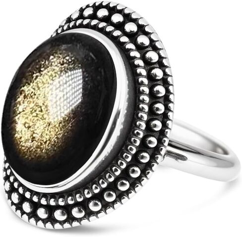 Retro Sterling Silver Blue Lapis Lazuli Quartz Stone Ring,Antique Vintage Natural Real Genuine Oval Crystal Gem Stone Boho Bohemian Jewelry for Women (A08_Lapis Lazuli, 8) in Kuwait