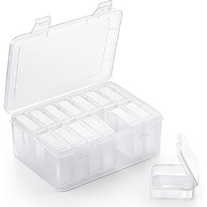 MOLN HYMY Bead Organizer, 30pcs Clear Bead Containers for Organizing, Small Plastic Box with Hinged Lids and 60 Labels for Bracelet Making DIY Jewelry Crafts and Various Accessories
