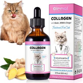 Collagen for Cats, Skin and Coat Supplement for Cats, Liquid Collagen for Cats, Itch Relief for Cats with Allergies, Support Immunity, Joint Health, Cat Collagen Supplement (2 Fl Oz)