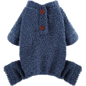 Dog Pajamas Small Size Dogs Girl Boy Fleece Puppy Clothes Jammies 4 Leg Dog Pjs for Chihuahua Yorkie Spring Winter Warm Onesie Jumpsuit Clothing Pet Dogs Male Female, Medium, Blue
