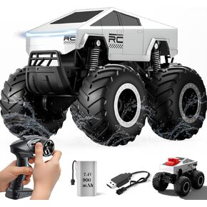 Waterproof Cybertruck Monster Truck Pickup Toys RC Cars Remote Control Car Truck Toys 4WD All Terrain Off-Road Car Toy Gifts Presents for Kids Boys Girls Ages 8-12+