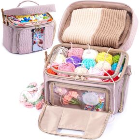 Crochet Bag Organizer - Yarn Bags for Crocheting - Crochet Storage Bag with Pockets for Crochet Hooks, Crochet Accessories - Yarn Organizers - Yarn Holders for Crocheting - Knitting Bags