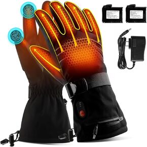 Heated Gloves for Men and Women, Rechargeable Heated Gloves, Waterproof Touch Screen with 7.4V 6400 mAh Battery, Heated Work Gloves for Winter Outdoor Activities, S
