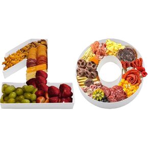 8in Fillable Paper Mache Number Cardboard Letter Birthday Charcuterie Treat Candy Tray Container (25)