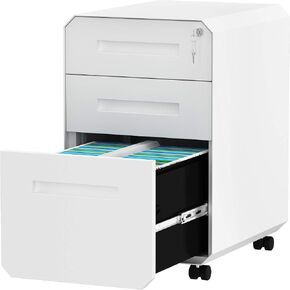 YITAHOME 3-Drawer Filing Cabinet Office Drawers with Lock, Divider and Pencil Tray, Portable Metal File Cabinet, Pre-Built Office Storage Cabinet,Black