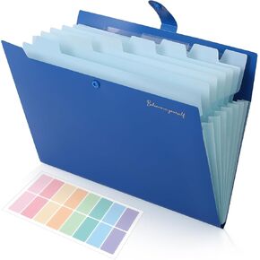 SKYDUE Accordion File Organizer – 8-Pocket Expanding File Folder with Inner Card Pocket for Documents, School, Office, and File Organization, Pink