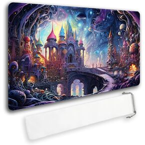 Durable MTG Playmat TCG Playmat with Zone and Locking Edges for MTG Gaming - Includes Waterproof Storage Bag (playmat (2),with Zone)