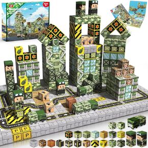 Magnetic Blocks-150PCS Grassland Magnetic Building Blocks Set, Kids Classroom Sensory Toy for Toddlers STEM Learning, Construction Stacking Toy for Kids 3+ Boys and Girls Christmas Birthday Gifts Toys