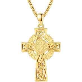 YEESIA Celtic Cross Necklace 925 Sterling Silver Mens Cross Necklace Urn Cross Valknut/Wolf Viking Arrowhead Shield Necklace Cross Celtic Viking Irish Jewely Valentines Day Gifts for Men Women Boys Teenager Son Father Friend BoyFriend