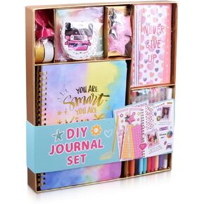 DIY Journal Kit for Girls - Great Gift for Teen Girls Ages 8-12, Cute Journaling Art Crafts Kit, Scrapbook & Diary Supplies Set, Birthday Easter Ideas Gifts for 8 9 10 11 12 13 14 Year Old Girl