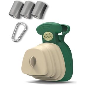 Pooper Scooper, Portable and Handheld Size for Walking Large and Small Dogs Outside Yard or Travel Outdoors, Pup Poop Scoop with Container and 30pcs Pet Waste Bag Attachment