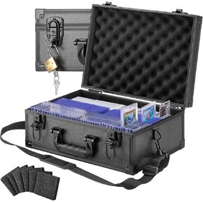 Toploader Storage Box - 3 "× 4" 35pt Card Card مع قفل ، حامل بطاقة Top Loaders ، حافز علبة صلبة مع 6 سدادة من الرغوة لمجموعة البطاقات الرياضية (يحمل 600+ Toploaders)