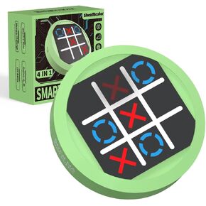 Electronic Tic Tac Toe Game - 4-in-1 Handheld Travel Board Games for Kids & Adults, Memory Training & Fun Puzzle Games for Ages 3 for Christmas, Birthday, Back to School (White)