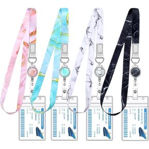 4 Pack Cruise Lanyard for Ship Cards Lanyards with Retractable Badge Reels Waterproof ID Badge Holder Cruise Essentials Accessories