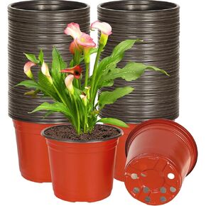 6 Inch 240 Pack Plastic Nursery Pots with Drainage Holes,Plastic Seed Starting Pots, Reusable Seedling Flower Plant Container for Succulents, Seedlings, Cuttings, Transplanting