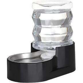 9L Automatic Pet Waterer, 100% BPA Free, Stainless Steel Gravity Feeder, Convenient Drinking Water Dispenser Designed for Dogs and Cats (Black, 9L)
