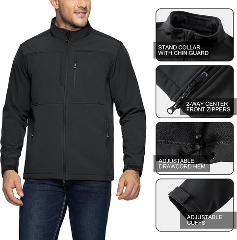 33,000ft Men's Lightweight Softshell Jacket Warm Fleece Lined Windbreaker Waterproof Soft Shell for Outdoor Hiking in Kuwait