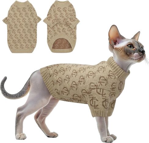 سترة Cat Ladies Sphynx Cat - سترات كيتي مريحة وأنيقة للقطط فقط - لوازم ملابس القطط الدافئة - قميص مصمم للقطط الخالية من الشعر - ملابس Cat sphynx - L in Kuwait