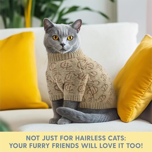 سترة Cat Ladies Sphynx Cat - سترات كيتي مريحة وأنيقة للقطط فقط - لوازم ملابس القطط الدافئة - قميص مصمم للقطط الخالية من الشعر - ملابس Cat sphynx - L in Kuwait