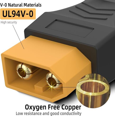 1 Pair XT60 Plug Female and Male Connector, XT60 Connector Adapter with 2.8inch 12AWG Wire for RC Lipo Battery FPV Racing Drone in Kuwait
