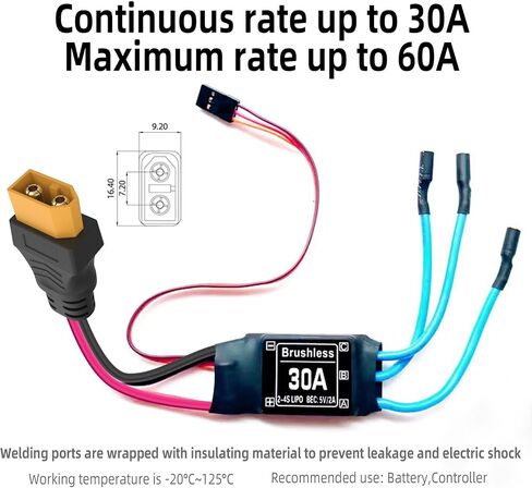 1 Pair XT60 Plug Female and Male Connector, XT60 Connector Adapter with 2.8inch 12AWG Wire for RC Lipo Battery FPV Racing Drone in Kuwait