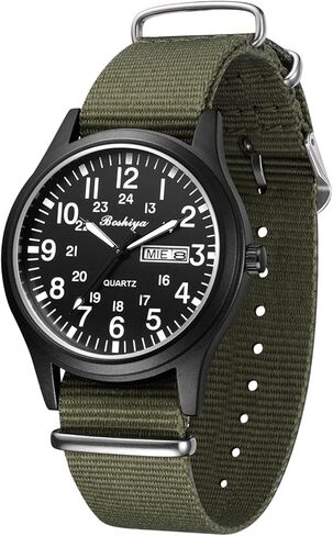 ساعات BOSHIYA العسكرية للرجال ساعات رياضية مقاومة للماء للرجال للمجال التكتيكي للجيش، ساعات عسكرية كوارتز تناظرية مضيئة عرض 12/24 ساعة in Kuwait