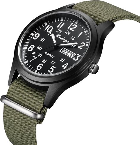 ساعات BOSHIYA العسكرية للرجال ساعات رياضية مقاومة للماء للرجال للمجال التكتيكي للجيش، ساعات عسكرية كوارتز تناظرية مضيئة عرض 12/24 ساعة in Kuwait