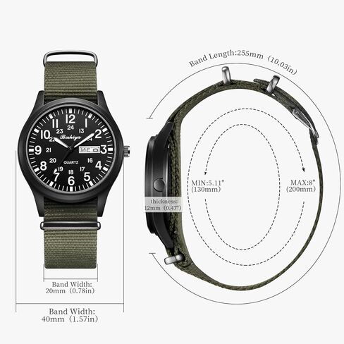 ساعات BOSHIYA العسكرية للرجال ساعات رياضية مقاومة للماء للرجال للمجال التكتيكي للجيش، ساعات عسكرية كوارتز تناظرية مضيئة عرض 12/24 ساعة in Kuwait