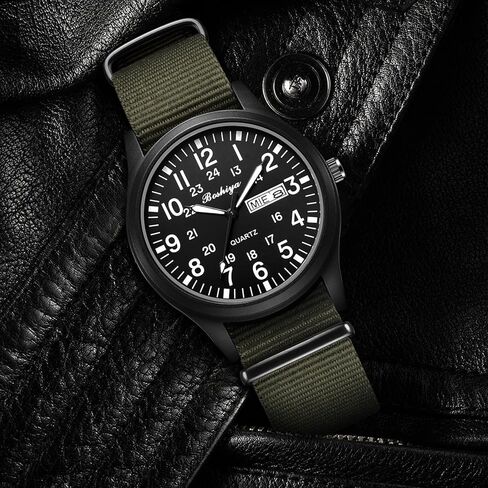 ساعات BOSHIYA العسكرية للرجال ساعات رياضية مقاومة للماء للرجال للمجال التكتيكي للجيش، ساعات عسكرية كوارتز تناظرية مضيئة عرض 12/24 ساعة in Kuwait