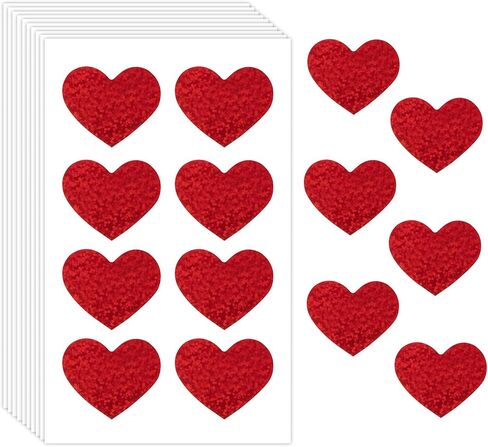 Heart Stickers, 320 PCS Heart Stickers for Kids, 1.5 Inch Large Glitter Red Heart Shaped Stickers, Self-Adhesive Love Decorative Stickers Labels for Valentine's Day Kids Reward Envelopes Scrapbooking in Kuwait