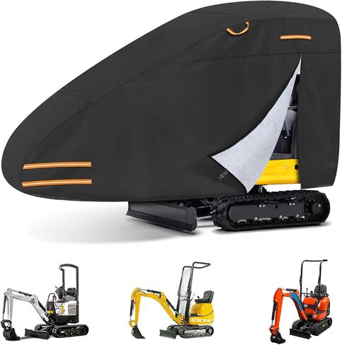 Mini Excavator Cover Fits 1760-3530 lbs Models, 420D Oxford-Fabric Zippered Excavators Cover Compatible with Bobcat E20/Kubota U17/John Deere 17G/Yanmar ViO17, Waterproof UV Dust Snow Rain Protection in Kuwait