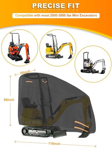 Mini Excavator Cover Fits 1760-3530 lbs Models, 420D Oxford-Fabric Zippered Excavators Cover Compatible with Bobcat E20/Kubota U17/John Deere 17G/Yanmar ViO17, Waterproof UV Dust Snow Rain Protection in Kuwait