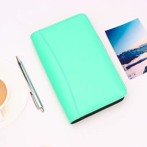 Black A6 Binder Binder Zipper Pu prolders غطاء قابلة لإعادة التعبئة 6 حلقات فضفاضة غطاء ملزم أوراق للاخطاف لمستلزمات مجلة Planner Traveler Journal (Black A6 Binder) in Kuwait