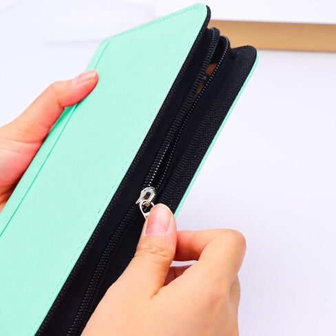Black A6 Binder Binder Zipper Pu prolders غطاء قابلة لإعادة التعبئة 6 حلقات فضفاضة غطاء ملزم أوراق للاخطاف لمستلزمات مجلة Planner Traveler Journal (Black A6 Binder) in Kuwait