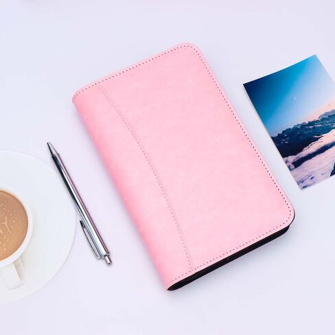Black A6 Binder Binder Zipper Pu prolders غطاء قابلة لإعادة التعبئة 6 حلقات فضفاضة غطاء ملزم أوراق للاخطاف لمستلزمات مجلة Planner Traveler Journal (Black A6 Binder) in Kuwait